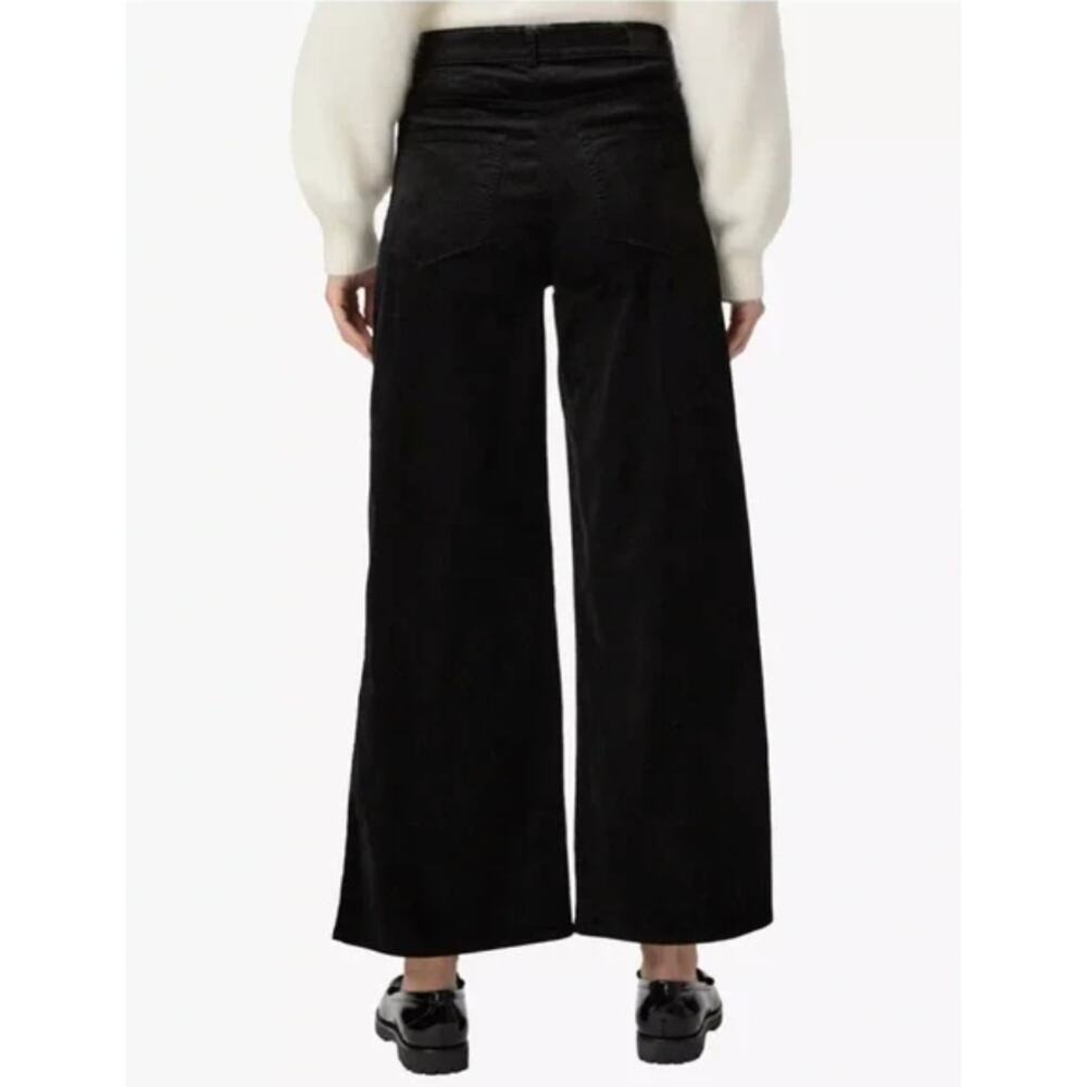 Paige Pants Womens 29 Harper Ankle Wide Leg Black Velvet Corduroy High Rise Chic - Picture 4 of 16